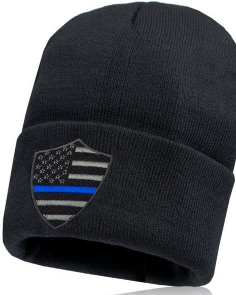 THIN BLUELINE FLAG BEANIE - Picture 2 of 2